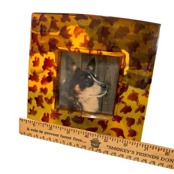 Vintage Picture Frame Acrylic Tortoise Shell - 3.5x3.5 Picture Slot Retro - Picture 7 of 7